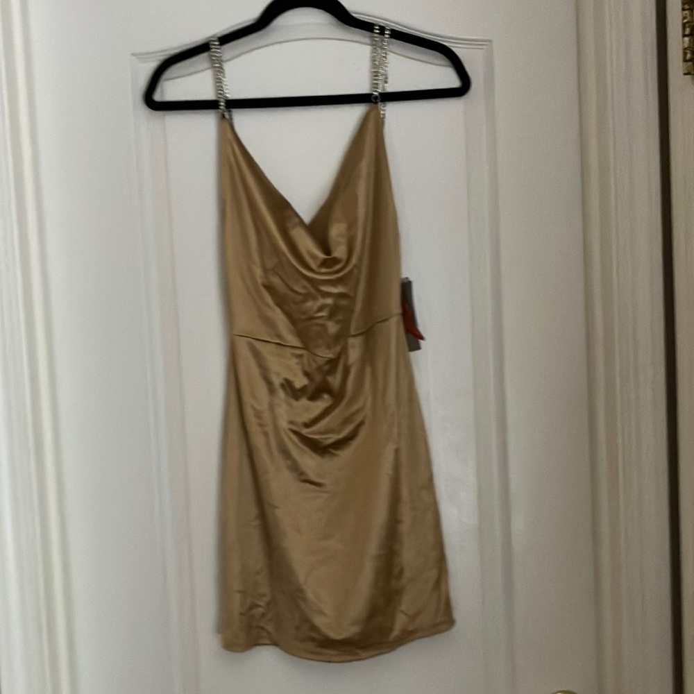 Gold dress with rhinestone straps
